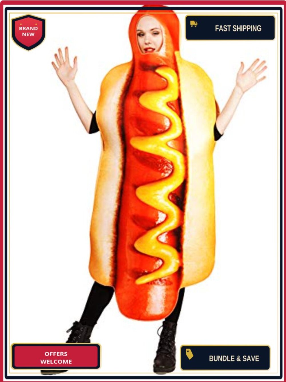 Unisex Adult Hot Dog Fancy Jumpsuit One Size Fits Most Costume